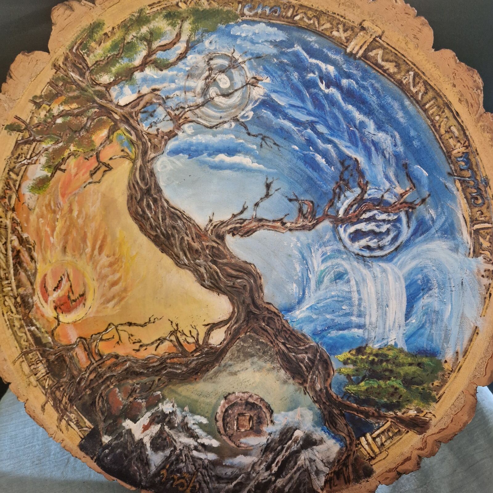 Video Folk art hand craft magic wood slice