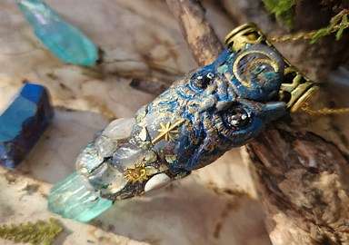Handcrafted folk art, home decor, jewelry, wood burning, resin crafts, enchanted forest-inspired pieces, lamps, paintings, sculptures